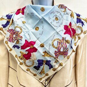 New Box * Tag Celine Paris mini scarf 19" blue pale blow pink purole gold (30)
